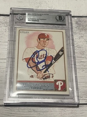 Chase Utley Signed Card Topps Allen & Ginter Slabbed Beckett IP Auto Phillies a - Image 1 of 3