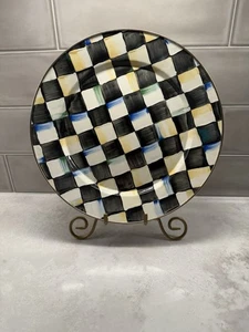 MacKenzie Childs Courtly Check Emaille rund Serviertablett 12" (Original 1995) - Bild 1 von 6