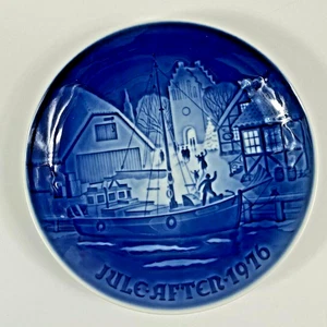 Plato de Navidad Bing & Grondahl 1976 azul y blanco "Bienvenido de Navidad" original Caja - Imagen 1 de 6