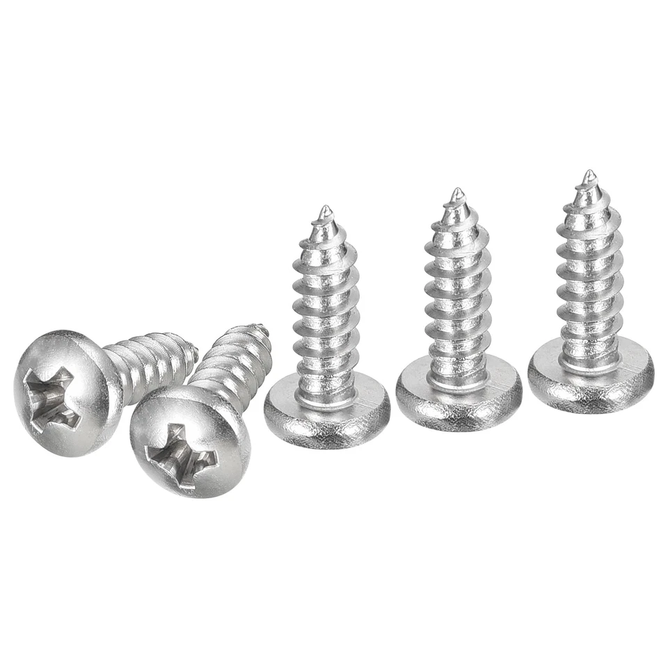 #8x1/2" Phillips Pan Head Self-tapping Screw - 200Pack - 304 Stainless Steel - Image 1 of 4