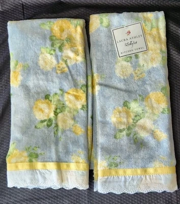 Lote de 2 TOALLAS DE COCINA Laura Ashley Estilos de Vida Athena Rose Ojales 100% Algodón Foto 1 de 2