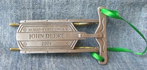 2004 SEASONS GREETNGS JOHN DEERE SLED Pewter Christmas Tree Ornament BX - Picture 1 of 4