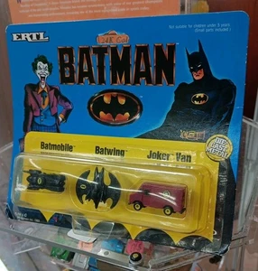 1989 Batman ERTL Diecast Vehicle Set - Joker Van - Batmobile - Batwing - Picture 1 of 5