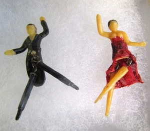 MINIATURA CELLULOIDE VINTAGE BALLERINI UOMO E SIGNORA con GAMBE ARTICOLATE (2") - Foto 1 di 5