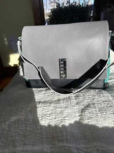 PROENZA SCHOULER PS Elliot Calfskin Shoulder Bag in Charcoal, Black & Cyan/BL - Picture 1 of 15