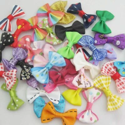 50pcs/lot Satin Polyester Ribbon Bows 35mm-40mm Single Face Ribbons Sewing Craft - Image 1 of 4
