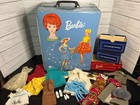 Vintage 1964 Mattel Barbie Doll Blue Carrying Case w/ Clothes & Accessories