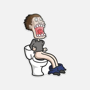Crazy Cartoon Mann Toilette Vinyl Aufkleber Abziehbild - Bild 1 von 1