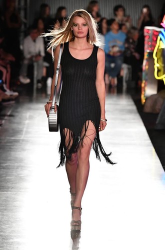 MOSCHINO COUTURE Resort 2018 Runway Abito nero con nappa US 10 Nuovo con etichette