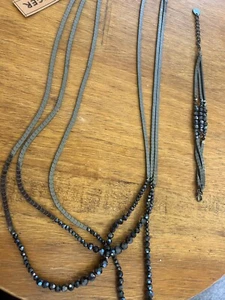 BNWT JAEGER MATCHING LONGER LENGTH NECKLACE & BRACELET BLACK PEWTER METAL £99 - Picture 1 of 12
