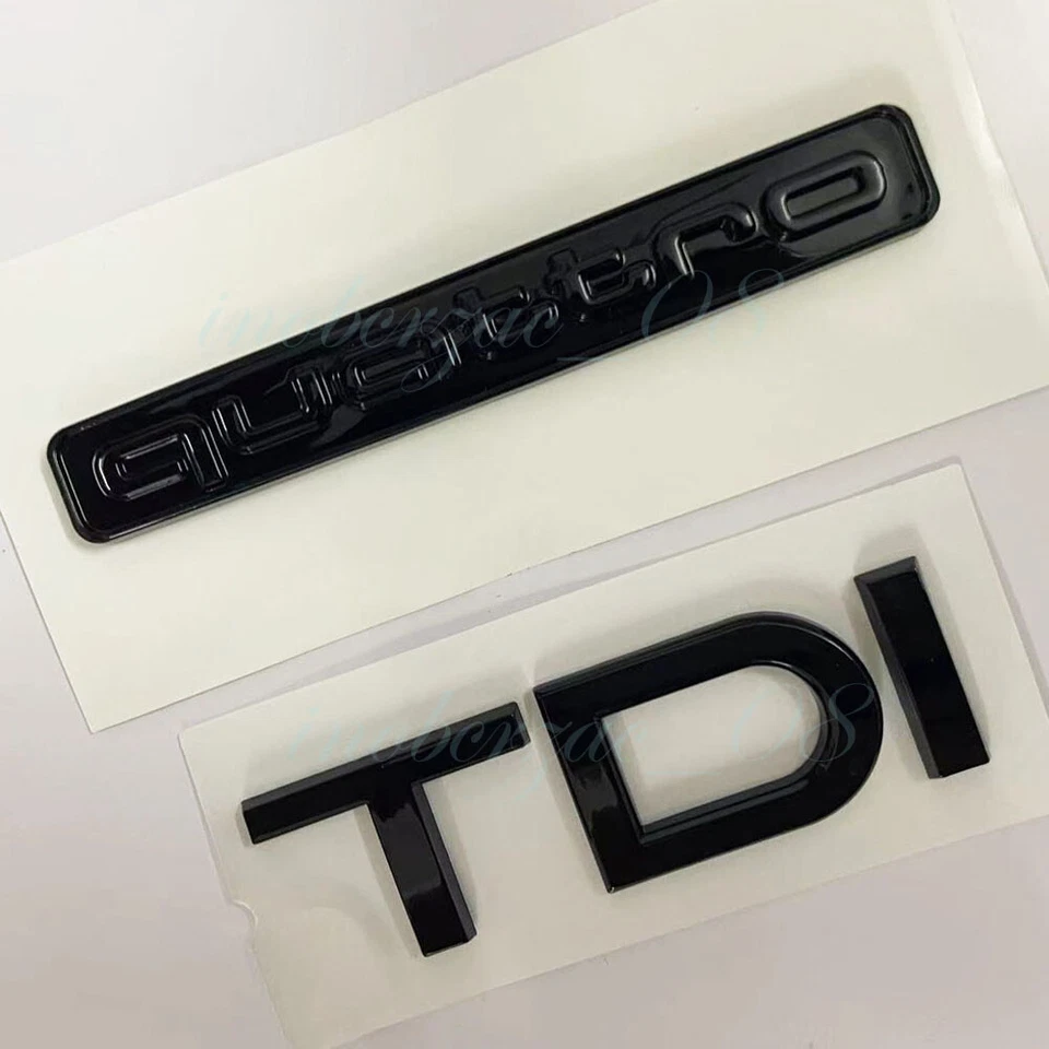 1 Set Quattro TDI Schriftung Abzeichen Aufkleber Chrom Emblem Schwarz Für Audi - Bild 1 von 3