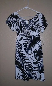 Vestido de playa 2 bambú blanco y negro estampado 100 % algodón cintura imperio mediano $79 nuevo con etiquetas - Imagen 1 de 12
