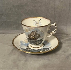Vintage Kent Bone China Tall Ship Sailboat Teacup and Saucer Set - Picture 1 of 5