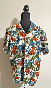 Camisa Hawaiana Goodfellow & Co Para Hombre L Ajuste Estándar Azul Naranja Blanco Floral - Imagen 1 de 7
