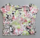 New MILLY Women’s White Multi SURREALIST FIL COUPE Cap Sleeve Cropped Top Sz 6