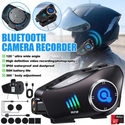 1080P HD Bluetooth Motorcycle Camera Recorder Motorbike Helmet Headset Intercom - image 1 of 4