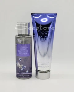 Victoria's Secret Platinum Berries Body Mist Spray & Body Lotion New Set of 2 - Picture 1 of 3