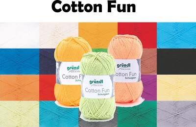 Gründl Cotton Fun Schulgarn Baumwolle viele Farben Stricken Häkeln Wolle Garn50g - Bild 1 von 4