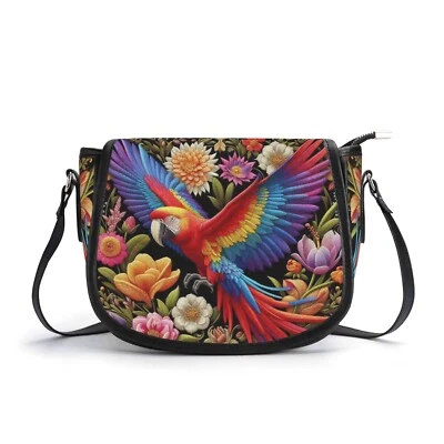 Macaw попугай из натуральной кожи сумка седло Дамская сумка подарок цветочный Pocketbook Chinoise - Изображение 1 из 4