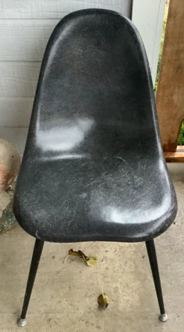 Vtg Mid-Century Modern MCM gray BLACK Chromcraft Fiberglass Molded Shell Chair Cover