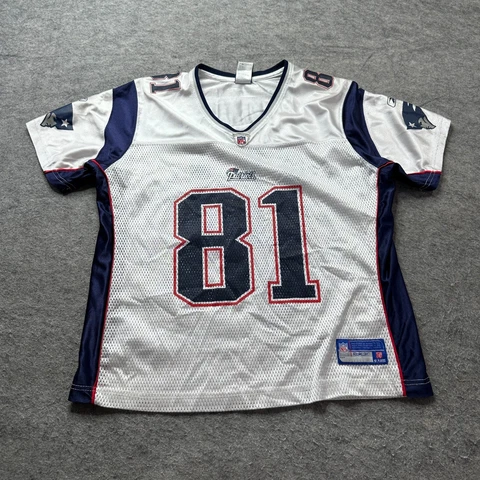 New England Patriots Randy Moss Reebok Jersey #81 Men XL White Polyester Nylon Cover