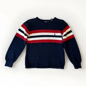 Vintage Polo Ralph Lauren Knit Striped Crewneck Sweater Japan Made Boy’s Small - Picture 1 of 3