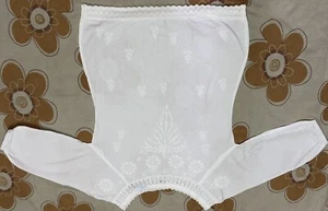 Baumwolle indische Chikan Stickerei weiß Kleid für Damen - Bild 1 von 4