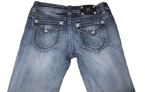 Miss Me 29 Signature Skinny Jeans 30x30 Actual Embellished Bling Flap Pockets - Picture 1 of 8
