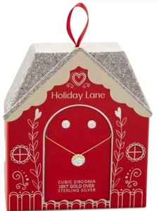 Holiday Lane Ohrringe & Halskette Zirkonia 18kt Gold über Sterlingsilber - Bild 1 von 4