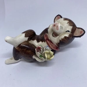 Vintage Anthropomorphic Laughing Pigs with Flowers Salt & Pepper Shakers Replace - Picture 1 of 4