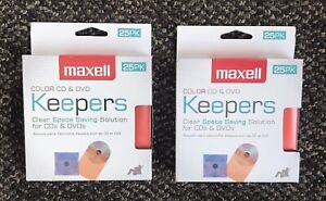 Keeper Sleeves 25 Pack Maxell CD/DVD - 5 Colors Clear Sleeves 50 Total (2)