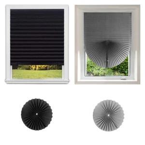 Cordless Blackout Pleated Fabric Shade Window Blind Sun UV Half Blind Roller - Picture 1 of 14