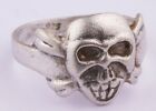 Skull and Bones Ring Viking 925 Sterling Silver Gothic Skeleton Biker Goth Death