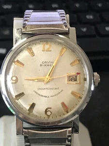 Vintage Orvin 35mm Silver Dial Calendar windup mens watch, for Repair (#1820) - Picture 1 of 9