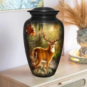 Deer Urn for Adult Ashes with Velvet Bag large Size. Deer Jungle Large Urn - Picture 1 of 4