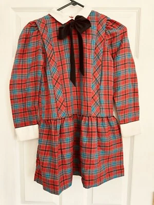 VTG School Dress Girls Sz 10 Plaid Prairie Modest Long Sleeve Beaux Age Preppy - Image 1 of 4