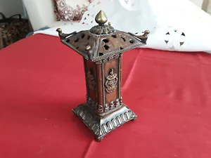 chinesisch / tibetischer Räucherstäbchen Tempel aus Kupfer - Bild 1 von 11