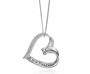 "Collar colgante corazón de diamante LArock ""A True Friend"" 1/10 CTTW, IJ, 12-13 - Imagen 1 de 4