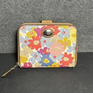 Coach Peyton Floral Signature Wallet Medium Zip Around Flowers Coral Yellow Blue - Bild 1 von 12