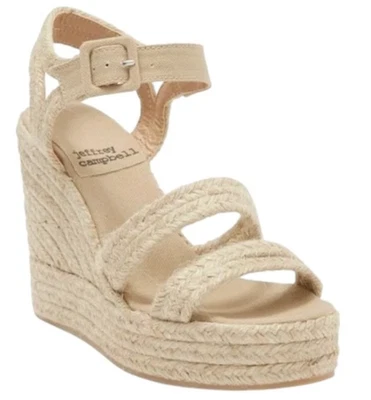 Jeffrey Campbell Soffia Woven Platform Wedge Sandals Beige Size 7.5 (38) NWOT - Imagem 1 de 4