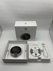 Google Nest Learning Thermostat - Stainless Steel - T3007ES Model: A0013 - READ - Picture 1 of 12