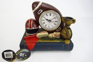 Football Desk Mantle Clock 2004 Enchanting Treasures Hand Sculpted Polyresin NEW - Picture 1 of 6