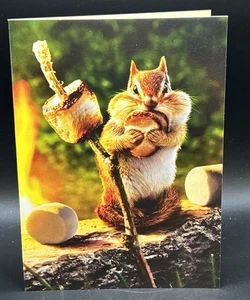 Happy Birthday (Chipmunk Eating Marshmellow) Greeting Card w/Envelope - Picture 1 of 4
