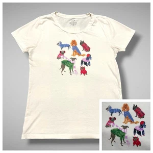 T-shirt donna J Crew da collezione taglia XS invernale cani in sciarpe maglietta cotone - Foto 1 di 8