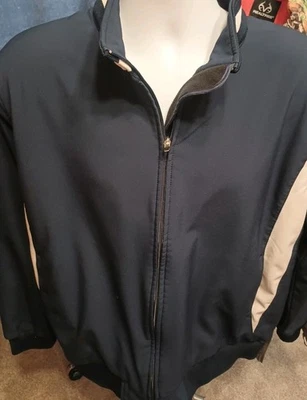 Mizuno Jacket Mens Large Navy Full Zip Mock Neck Hand Pockets Ribbed Hem Cuffs - Image 1 of 4