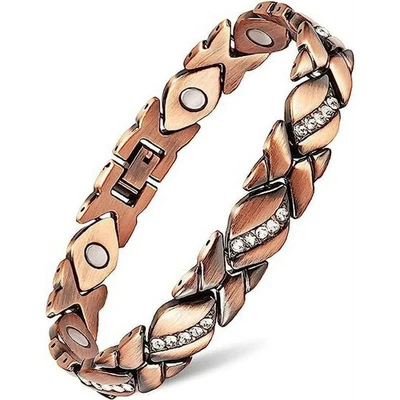 Brazalete magnético de cobre puro para mujer 2 piezas para curar la artritis brazalete carpiano Foto 1 de 4