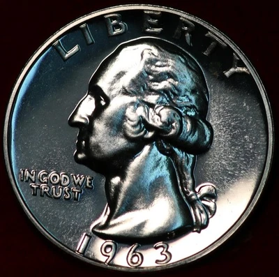 Uncirculated Proof 1963 Philadelphia Mint Silver Washington Quarter - Image 1 of 2