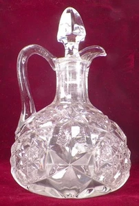 Toltec Cruet McKee Glass Clear EAPG Mold Blown Antique Stopper Replaced - Picture 1 of 6