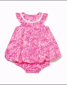 Lilly Pulitzer Baby Paloma Dress Pink Blossom Foxy Llama Size 3-6 Months - Picture 1 of 12