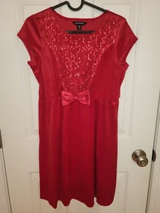George Girls Red Velvet Sequin Short Sleeve Christmas Dress Size XL 14-16 - Picture 1 of 6